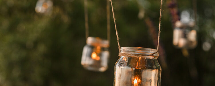 Hanging tea light candles; fall decor ideas