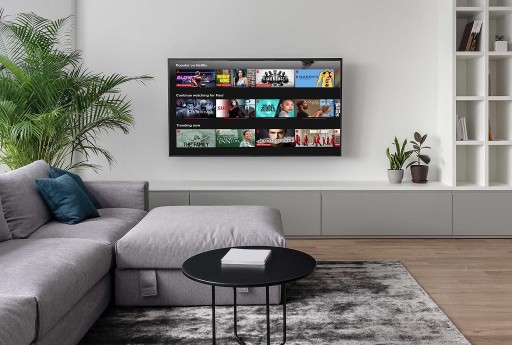 Movie night at home in Bend, Oregon