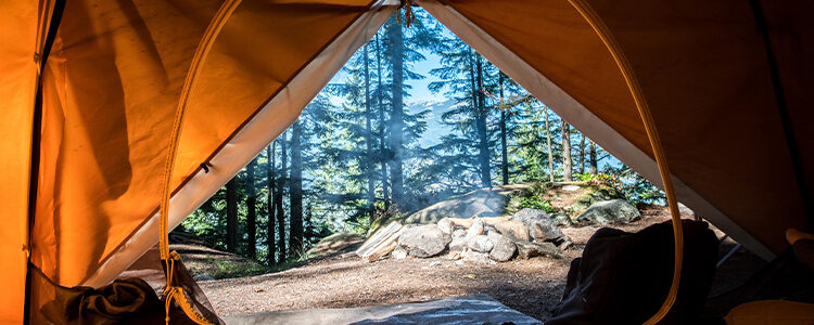 camping tent looking out, fall essentials