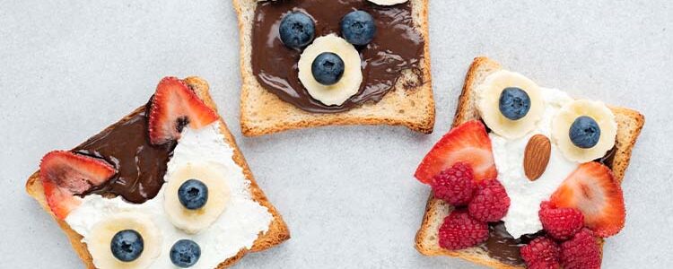 fall recipes for kids, animal faces on toast