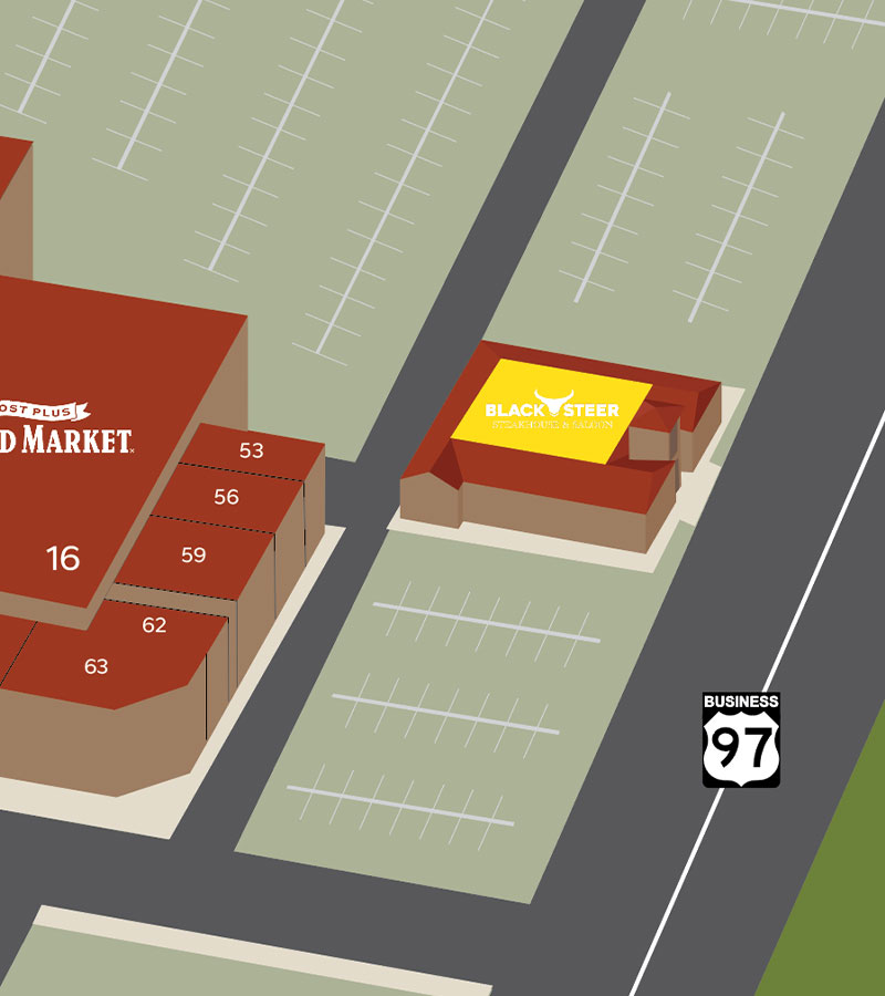 map of blacksteer steakhouse and saloon at the cvsc
